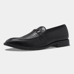 Load image into Gallery viewer, WAVEWALKER CROSS Men Faux Leather Black Slip-On Loafers