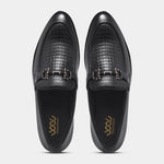 Load image into Gallery viewer, WAVEWALKER CROSS Men Faux Leather Black Slip-On Loafers