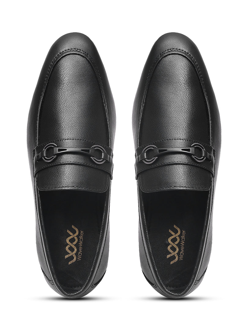WAVEWALKER TINNY Men Black Leather Slip-On Loafers