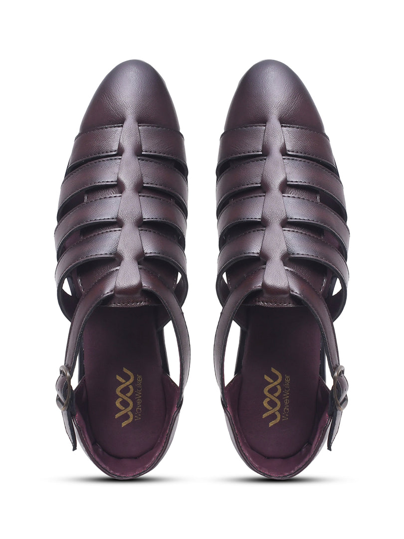 WAVEWALKER ROMAN Men Black Faux Leather Ethnic Sandal