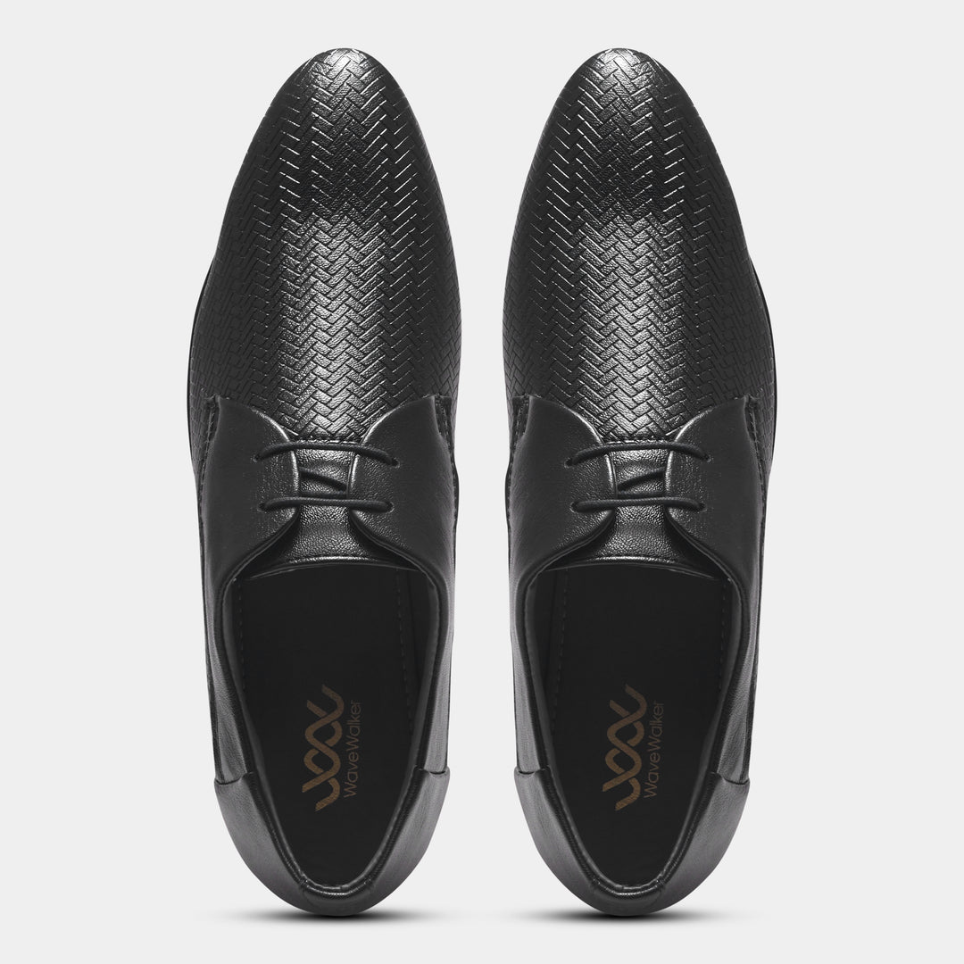 WAVEWALKER CREW Men Faux Leather Black Formal Lace-Ups Shoes