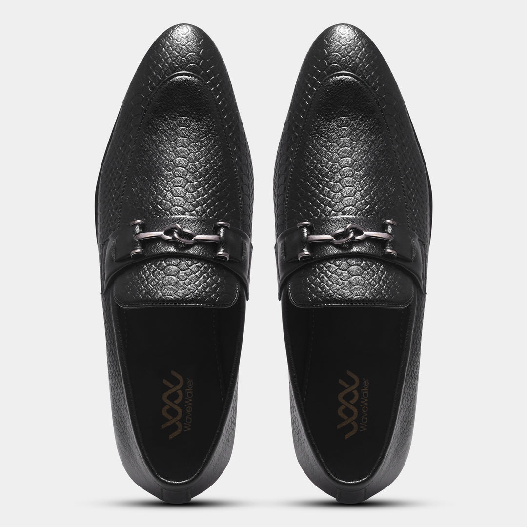 WAVEWALKER RELAX Men Faux Leather Black Slip-On Loafers