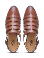Load image into Gallery viewer, WAVEWALKER ROMAN Men Black Faux Leather Ethnic Sandal