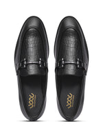 Load image into Gallery viewer, WAVEWALKER WOOD Men Black Faux Leather Slip-On Loafers