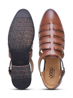 Load image into Gallery viewer, WAVEWALKER ROMAN Men Black Faux Leather Ethnic Sandal