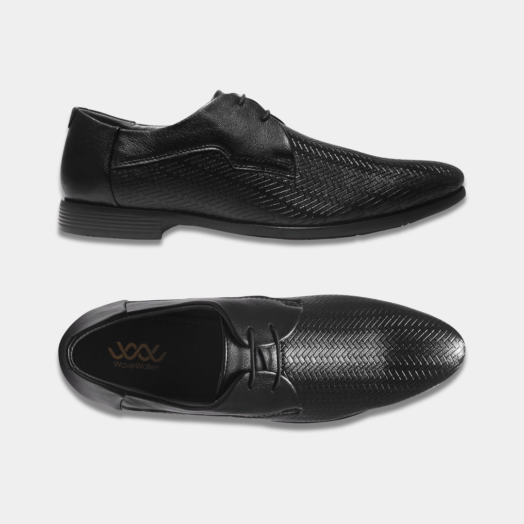WAVEWALKER CREW Men Faux Leather Black Formal Lace-Ups Shoes