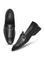 Load image into Gallery viewer, WAVEWALKER WOOD Men Black Faux Leather Slip-On Loafers