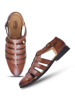 Load image into Gallery viewer, WAVEWALKER ROMAN Men Black Faux Leather Ethnic Sandal