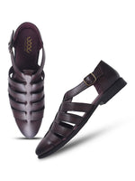 Load image into Gallery viewer, WAVEWALKER ROMAN Men Black Faux Leather Ethnic Sandal