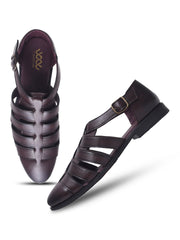 WAVEWALKER ROMAN Men Black Faux Leather Ethnic Sandal