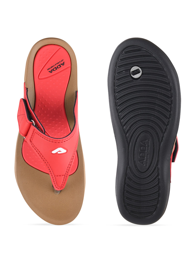 ADDA 2D STAR-1 Solid Thong Slipper For Women