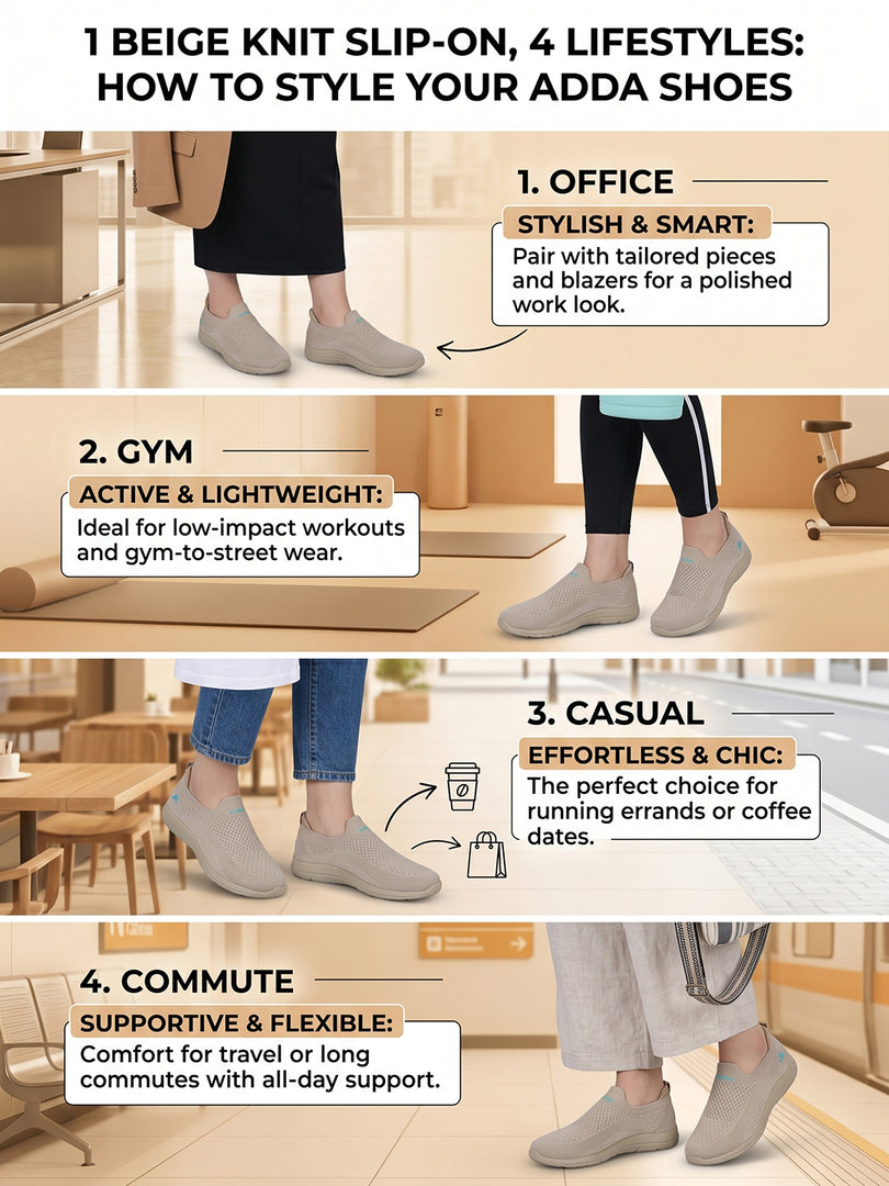 ADDA SOFTWALK-1 Women Comfortable & Breathable Knit Walking Sneakers