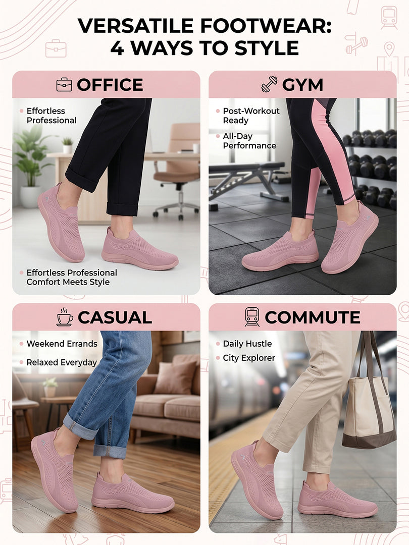 ADDA SOFTWALK-1 Women Comfortable & Breathable Knit Walking Sneakers