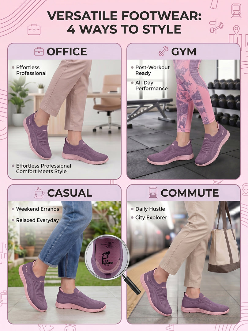 ADDA SOFTWALK-1 Women Comfortable & Breathable Knit Walking Sneakers