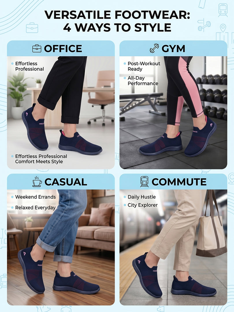 ADDA SOFTWALK-2 Women Comfortable & Breathable Knit Walking Sneakers