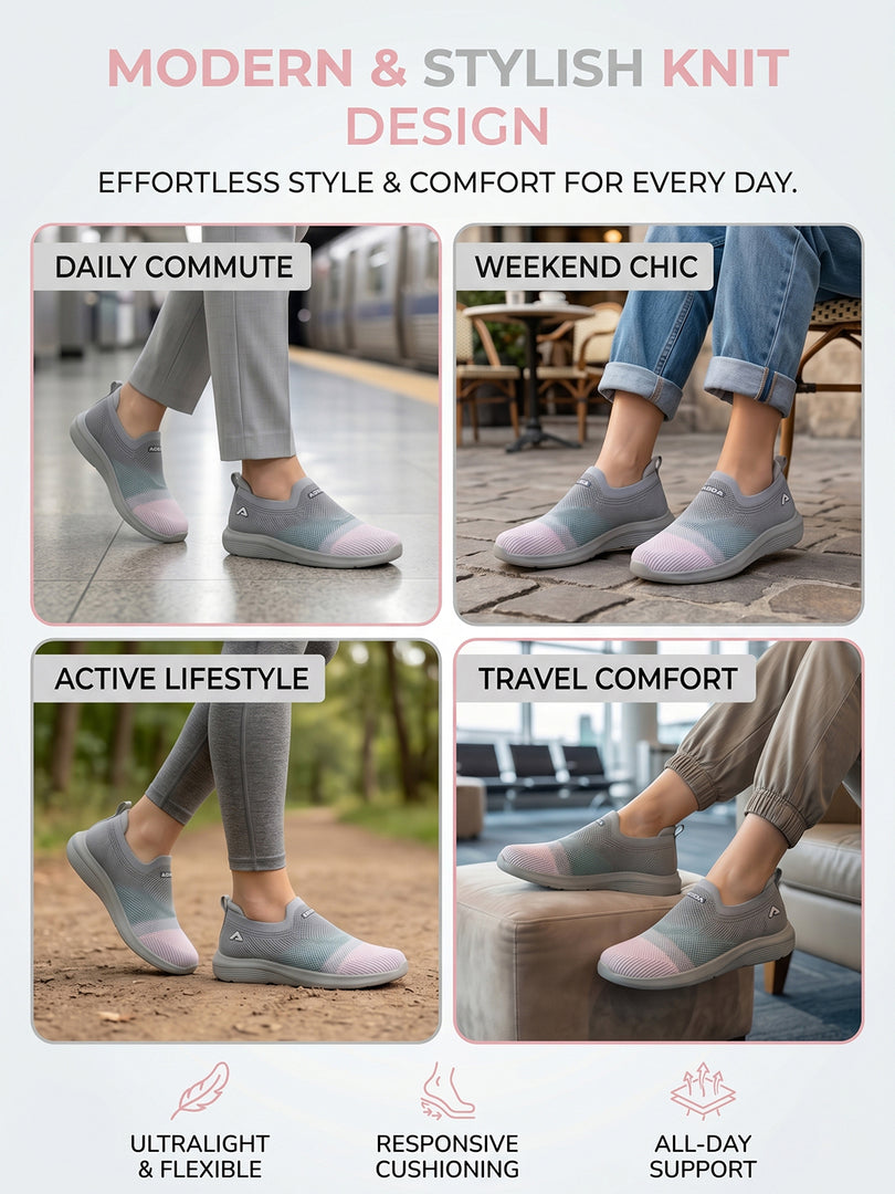 ADDA STAR-1 Women Comfortable & Breathable Knit Walking Sneakers