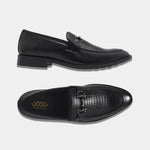 Load image into Gallery viewer, WAVEWALKER CROSS Men Faux Leather Black Slip-On Loafers