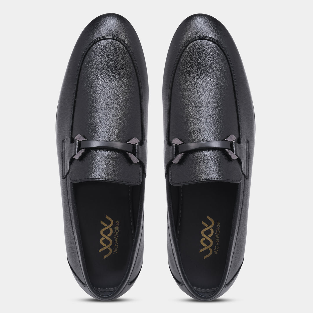 WAVEWALKER AMAZE Men Faux Leather Black Slip-On Loafers