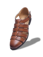 Load image into Gallery viewer, WAVEWALKER ROMAN Men Black Faux Leather Ethnic Sandal