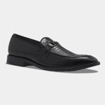 Load image into Gallery viewer, WAVEWALKER CROSS Men Faux Leather Black Slip-On Loafers