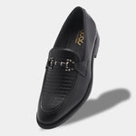 Load image into Gallery viewer, WAVEWALKER CROSS Men Faux Leather Black Slip-On Loafers