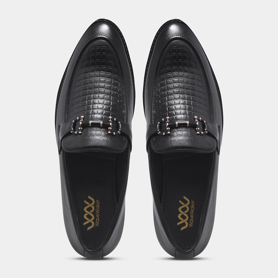WAVEWALKER CROSS Men Faux Leather Black Slip-On Loafers