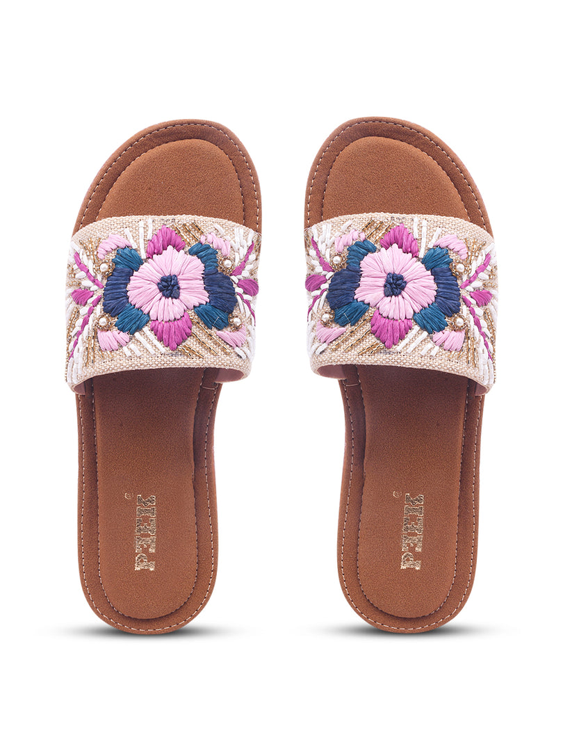 Flower 1 Handcrafted Floral Embroidered Flats