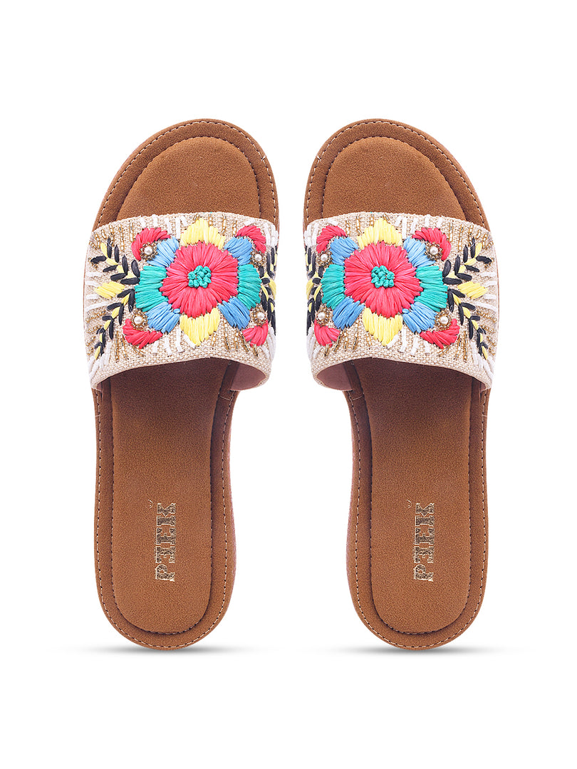 Flower 1 Handcrafted Floral Embroidered Flats