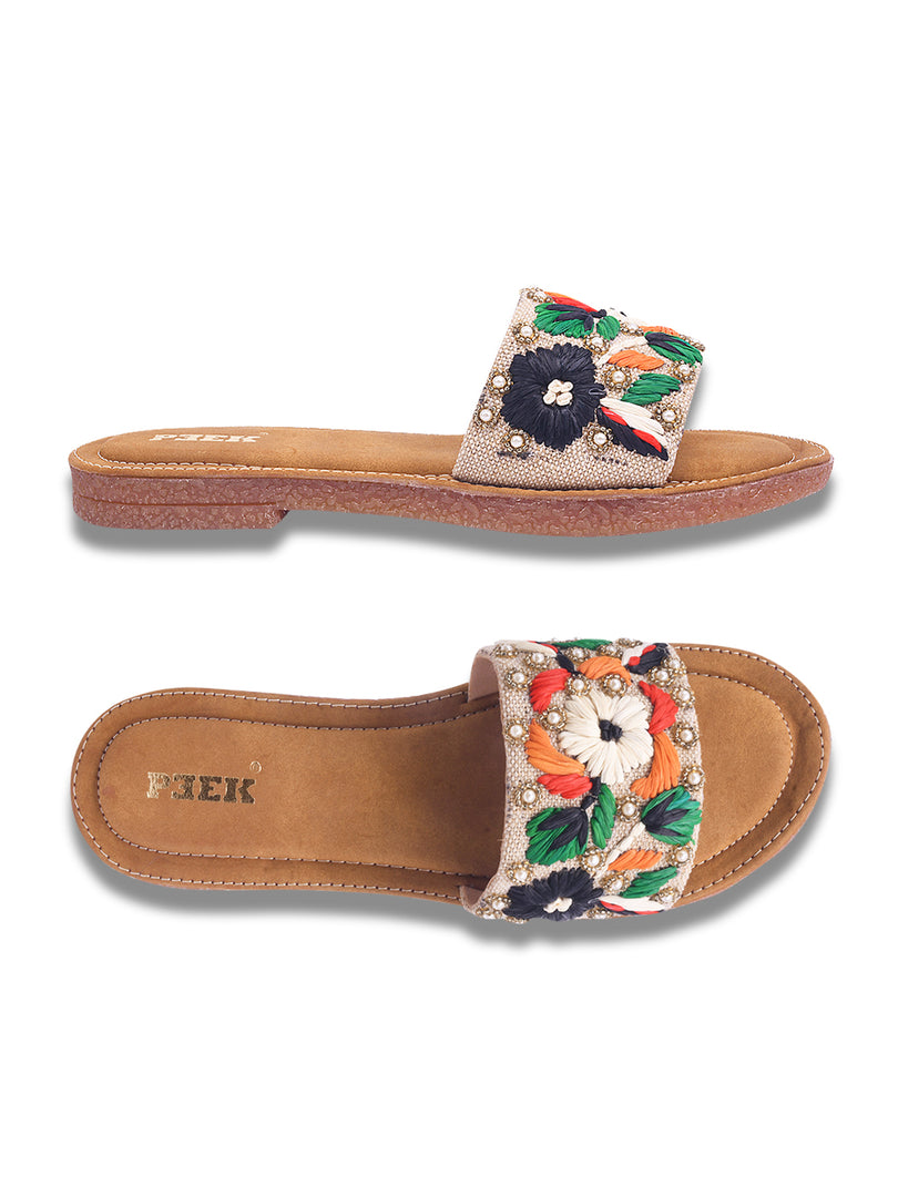 Flower 2 Handcrafted Floral Embroidered Flats