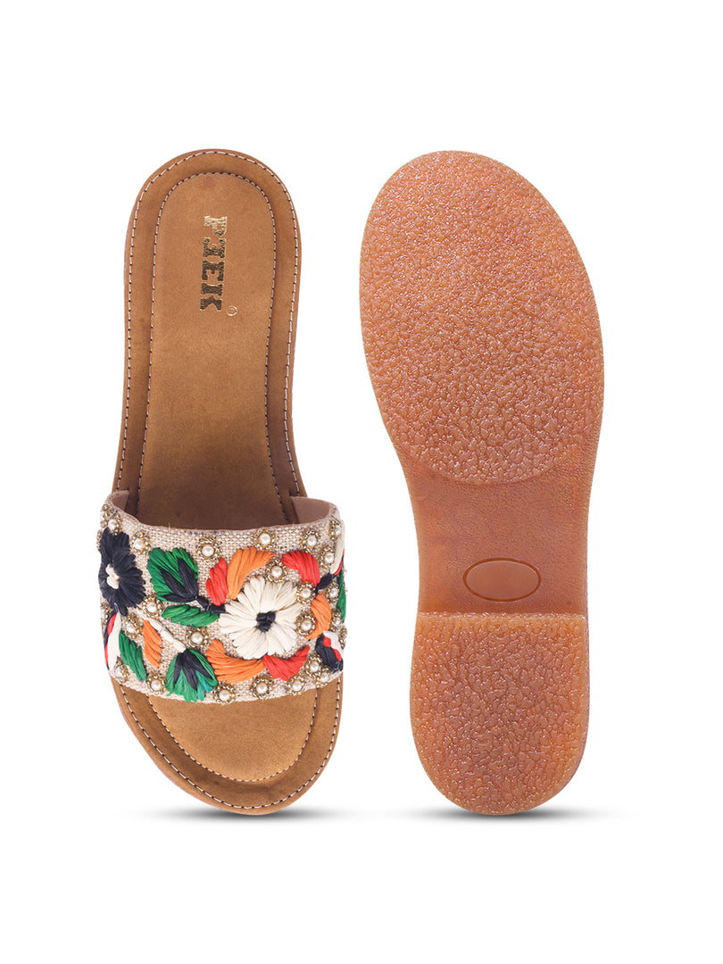 Flower 2 Handcrafted Floral Embroidered Flats