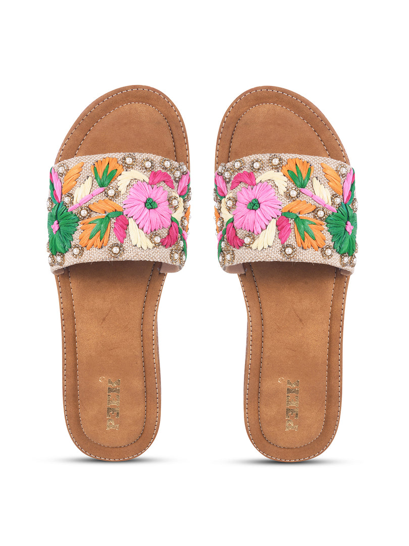 Flower 2 Handcrafted Floral Embroidered Flats