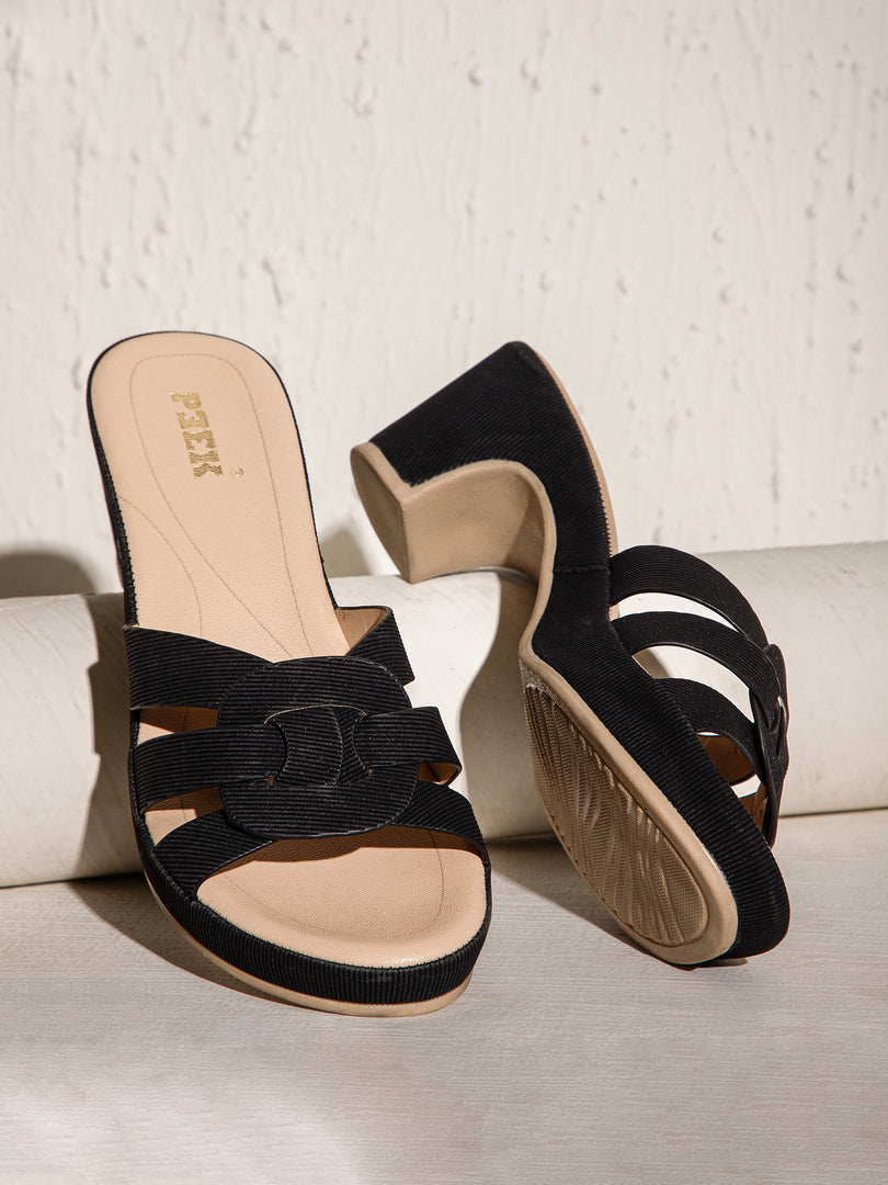 PEEK HEELS-10 Women Faux Leather Platform Heel