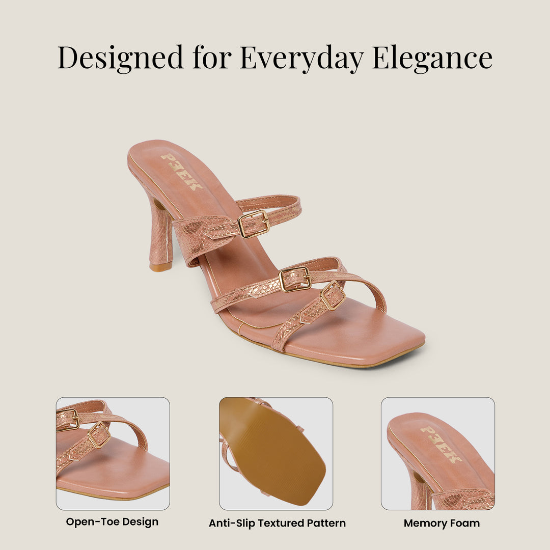 PEEK HEELS-9 Women Faux Leather Pointed Heel