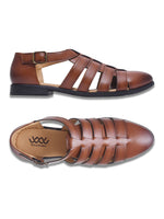 Load image into Gallery viewer, WAVEWALKER ROMAN Men Black Faux Leather Ethnic Sandal