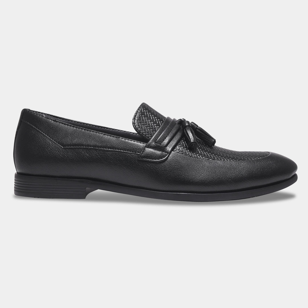 WAVEWALKER EASY Men Faux Leather Black Slip-On Loafers