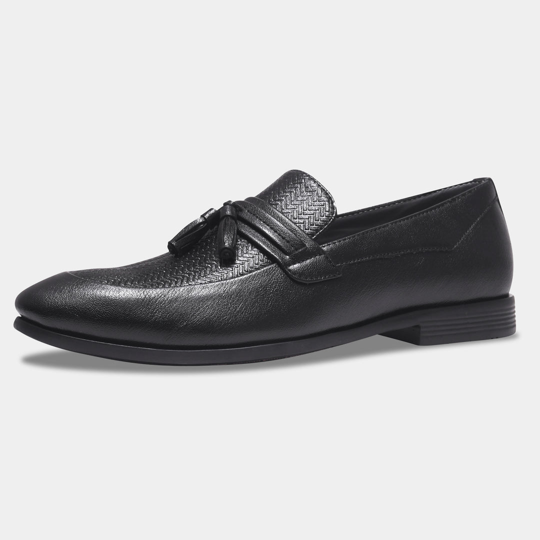WAVEWALKER EASY Men Faux Leather Black Slip-On Loafers