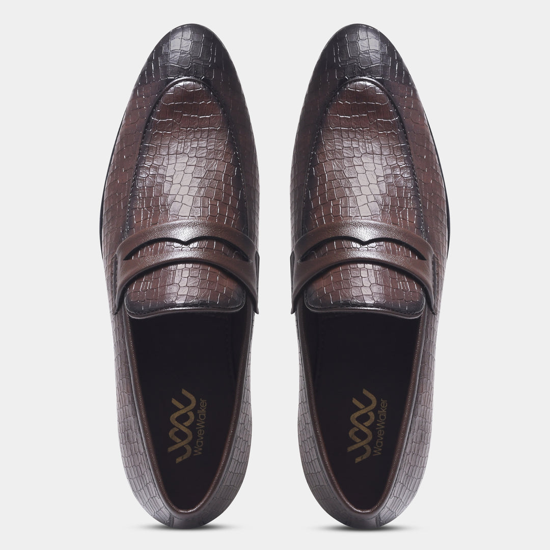 WAVEWALKER FLOW Men Faux Leather Black Slip-On Loafers