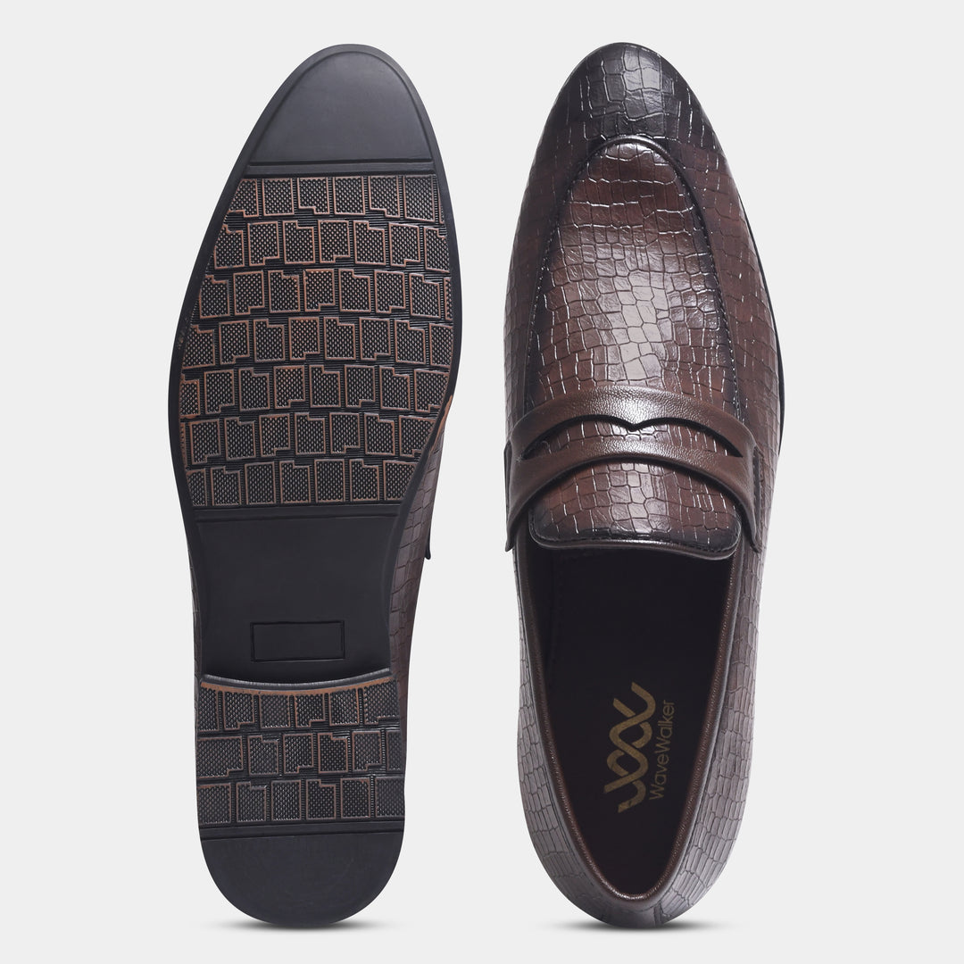 WAVEWALKER FLOW Men Faux Leather Black Slip-On Loafers