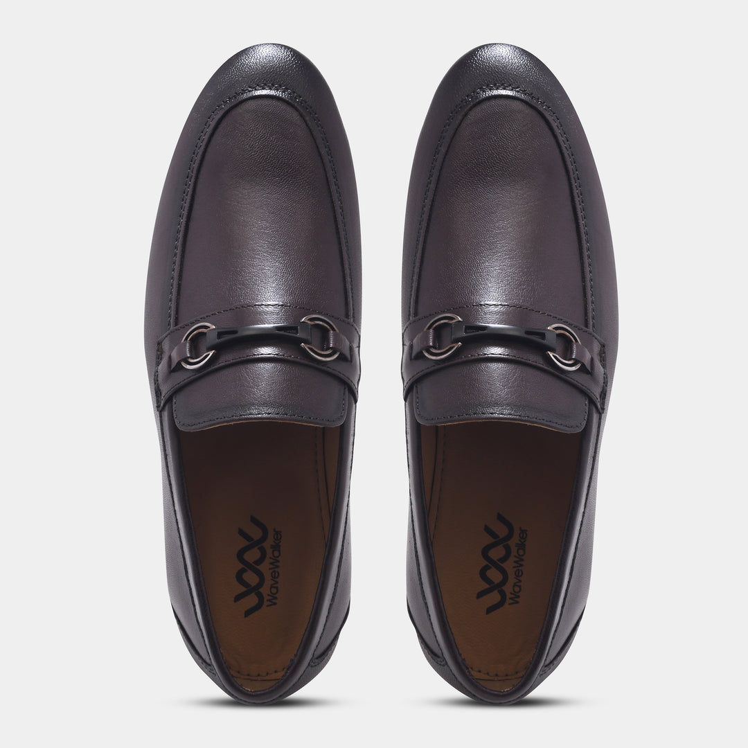 WAVEWALKER TINNY Men Black Leather Slip-On Loafers