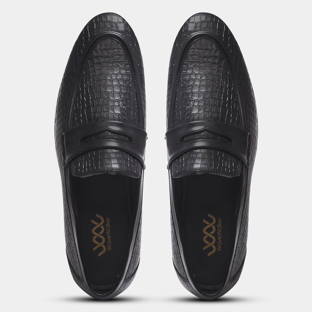 WAVEWALKER TWISTTER Men Faux Leather Black Slip-On Loafers
