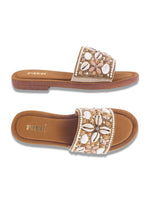Load image into Gallery viewer, Stylish Handcrafted Flats with Shells, Beads &amp; Stones
