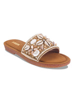 Load image into Gallery viewer, Stylish Handcrafted Flats with Shells, Beads &amp; Stones