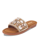 Load image into Gallery viewer, Stylish Handcrafted Flats with Shells, Beads &amp; Stones