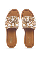 Load image into Gallery viewer, Stylish Handcrafted Flats with Shells, Beads &amp; Stones