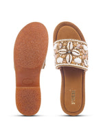 Load image into Gallery viewer, Stylish Handcrafted Flats with Shells, Beads &amp; Stones
