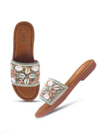 Load image into Gallery viewer, Stylish Handcrafted Flats with Shells, Beads &amp; Stones