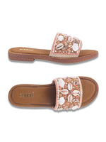 Load image into Gallery viewer, Stylish Handcrafted Flats with Shells, Beads &amp; Stones