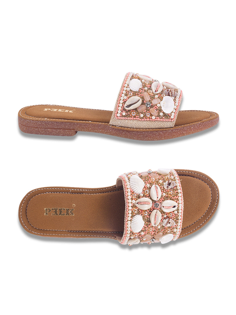 Stylish Handcrafted Flats with Shells, Beads & Stones
