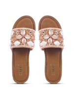 Load image into Gallery viewer, Stylish Handcrafted Flats with Shells, Beads &amp; Stones