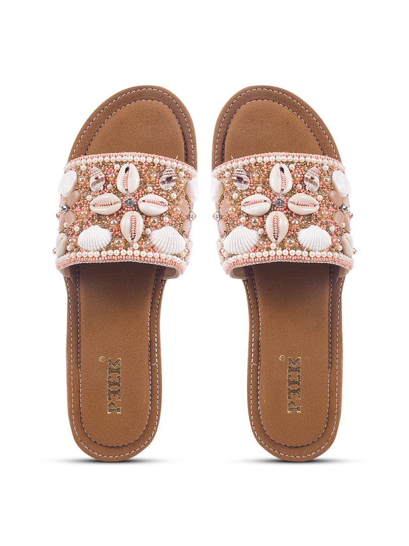 Stylish Handcrafted Flats with Shells, Beads & Stones